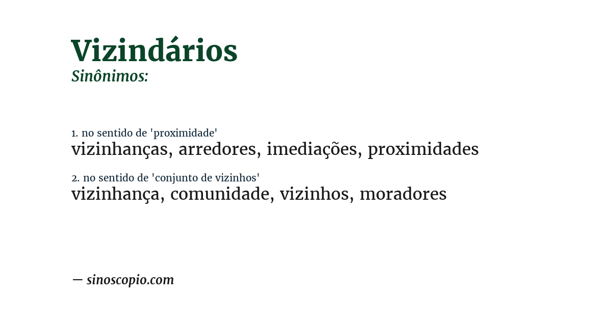 Sinônimo de vizindários