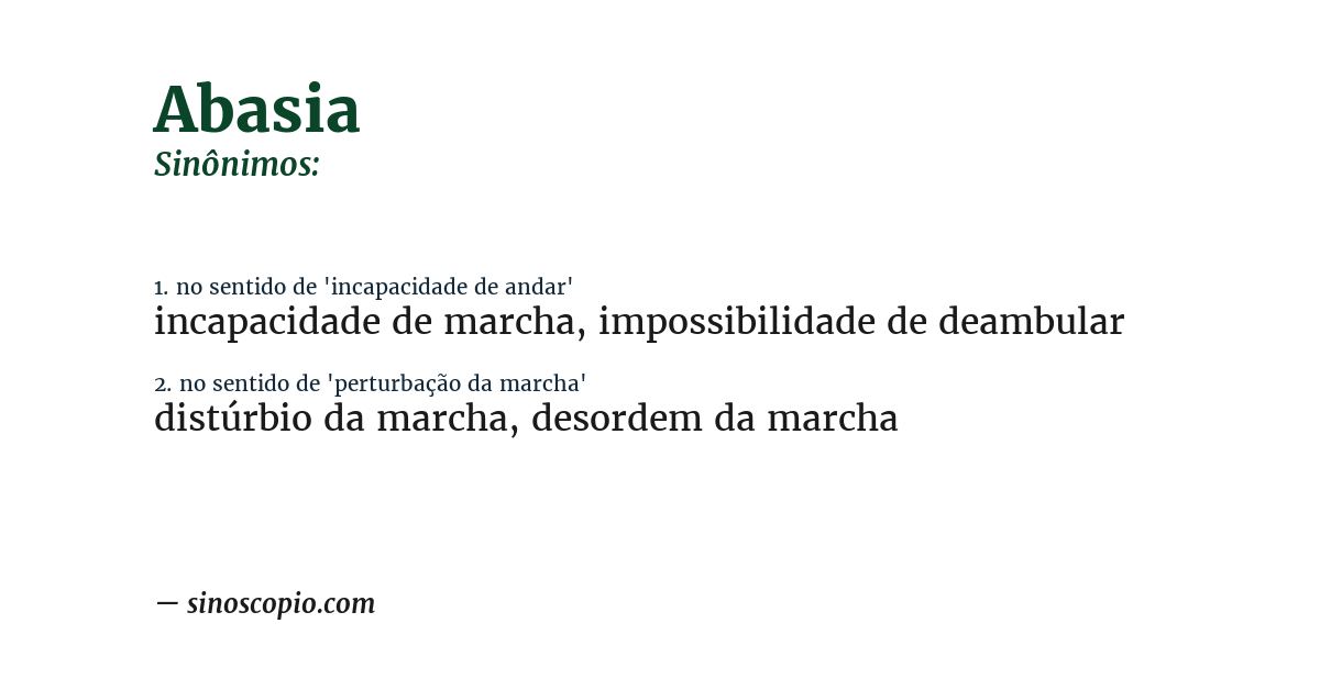 Sinônimo de abasia