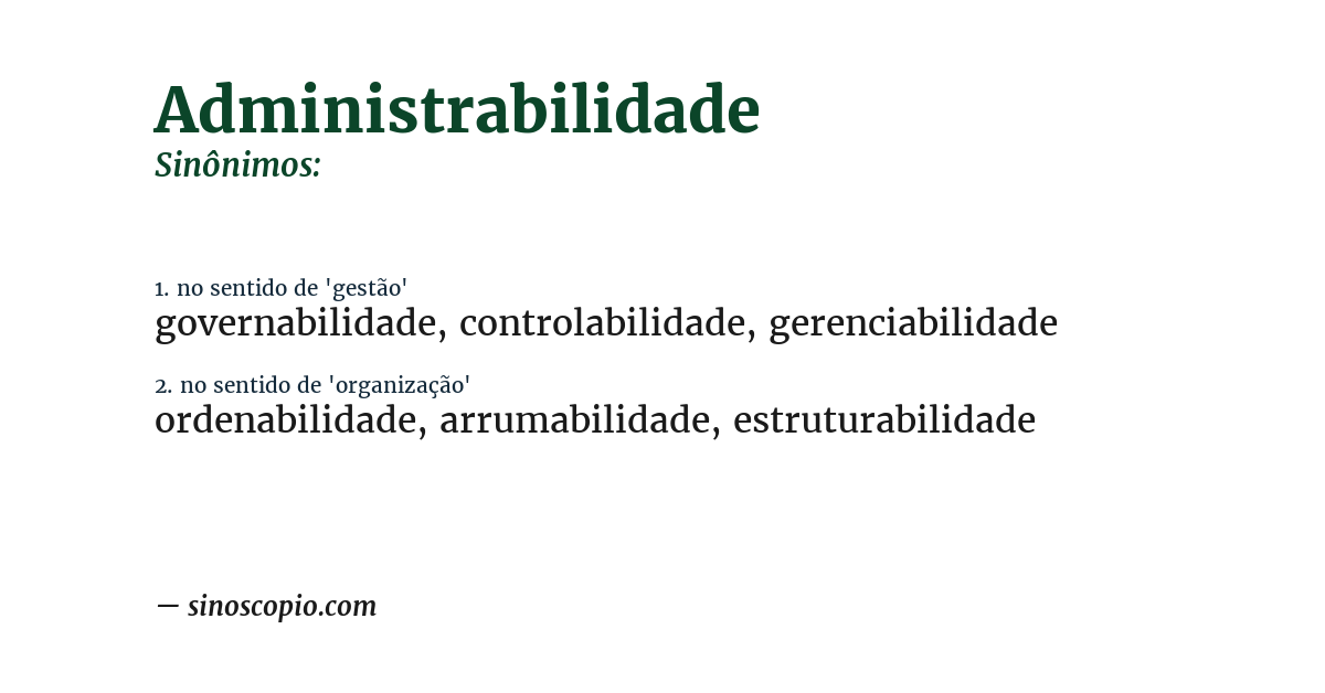 Sinônimo de administrabilidade