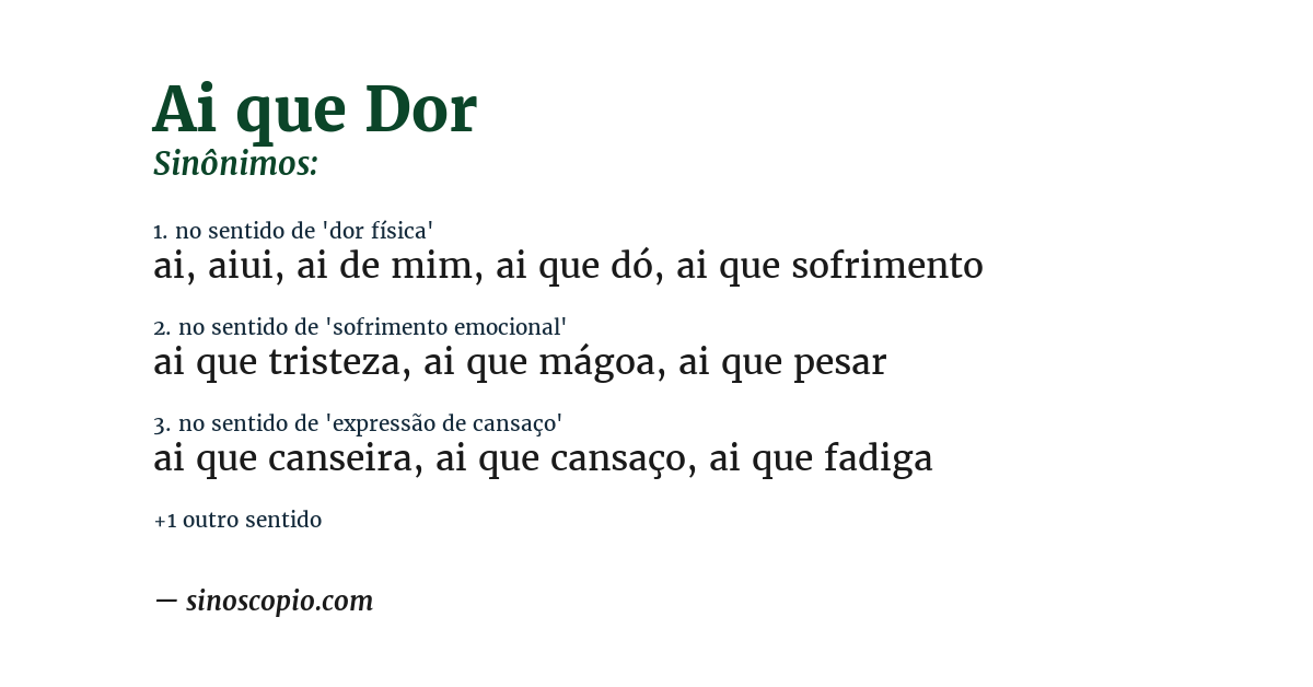 Sinônimo de ai que dor