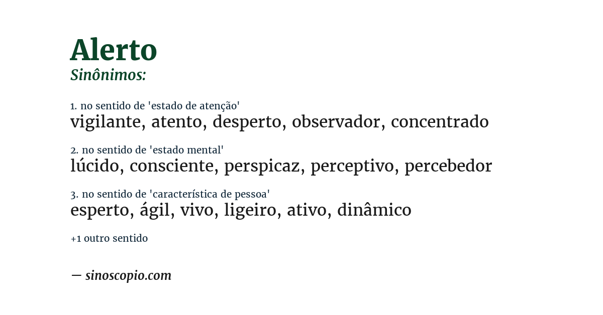 Sinônimo de alerto