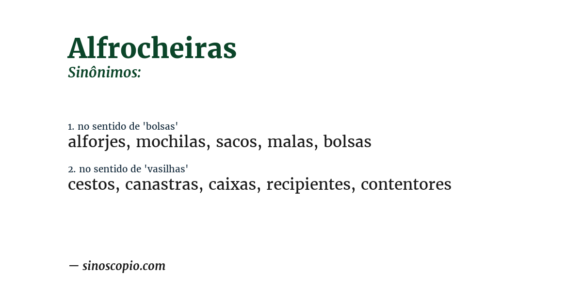 Sinônimo de alfrocheiras