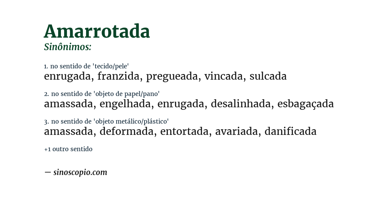 Sinônimo de amarrotada