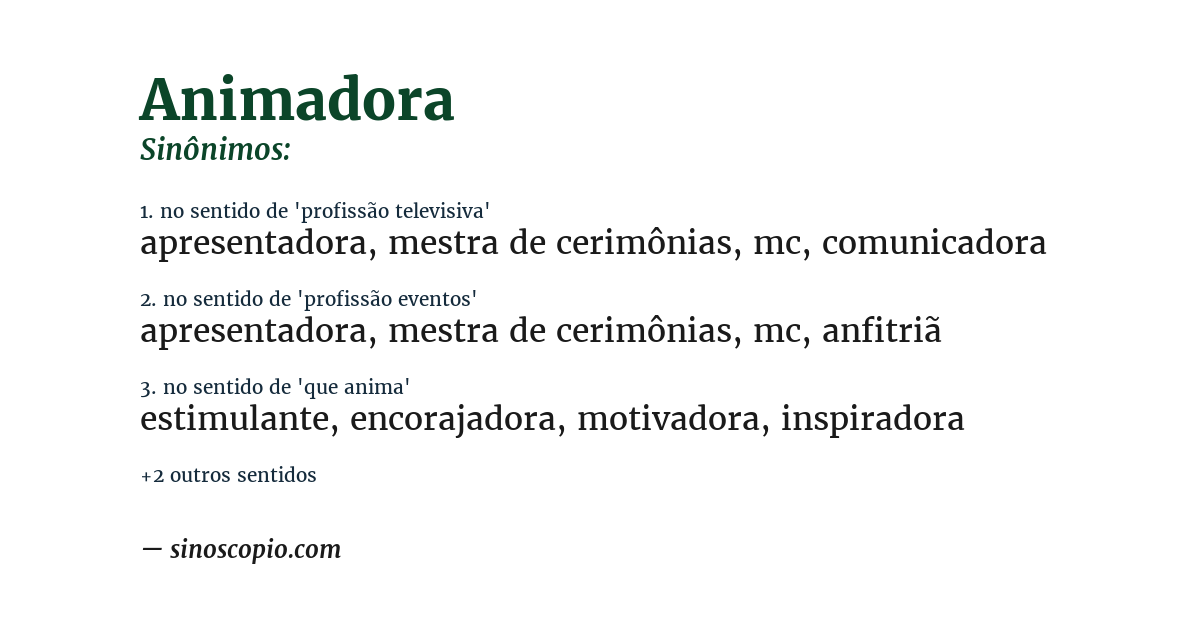 Sinônimo de animadora