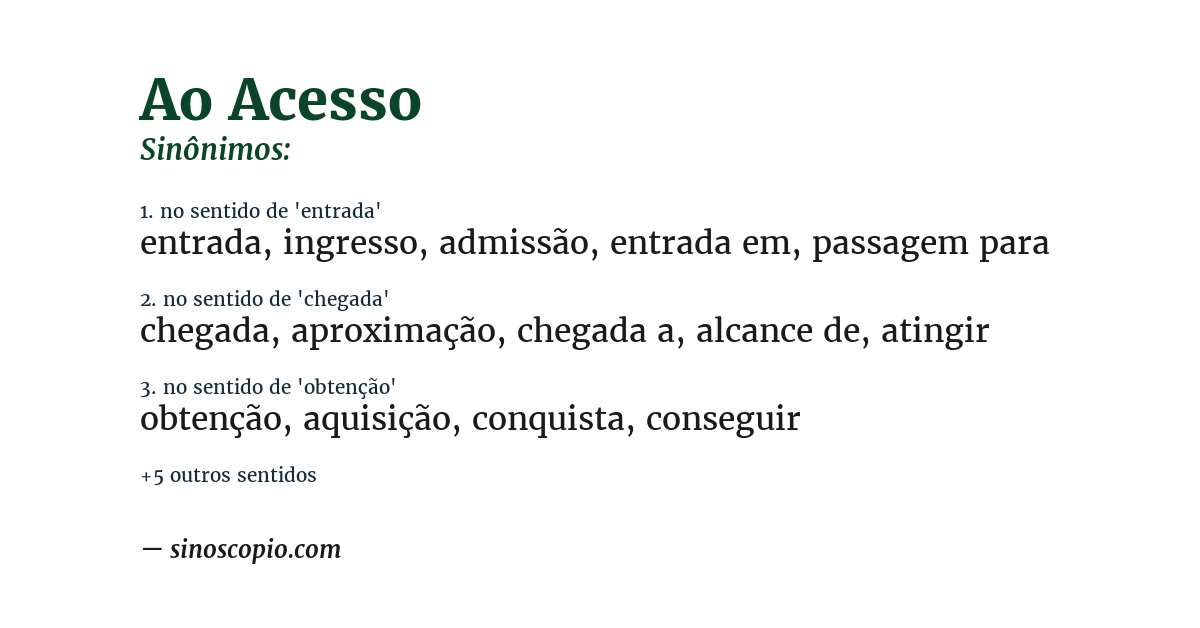 Sinônimo de ao acesso