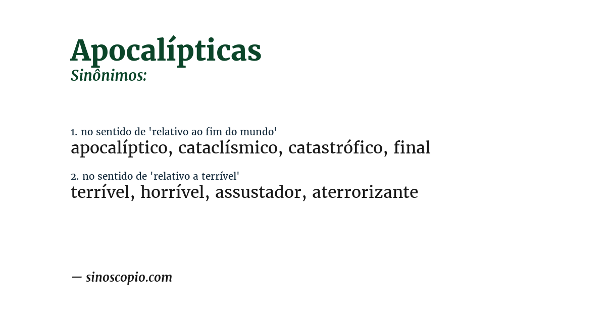 Sinônimo de apocalípticas