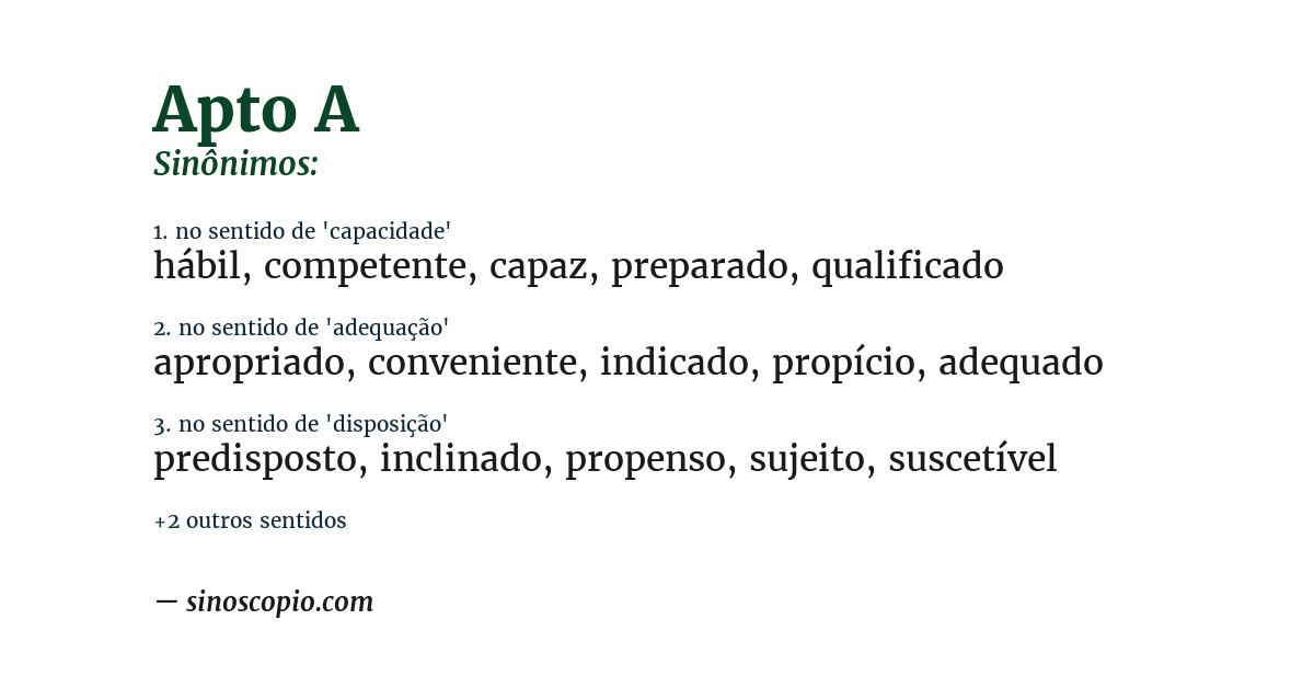 Sinônimo de apto a
