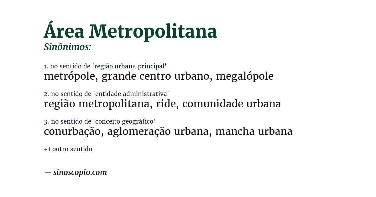 Sinônimo de área metropolitana