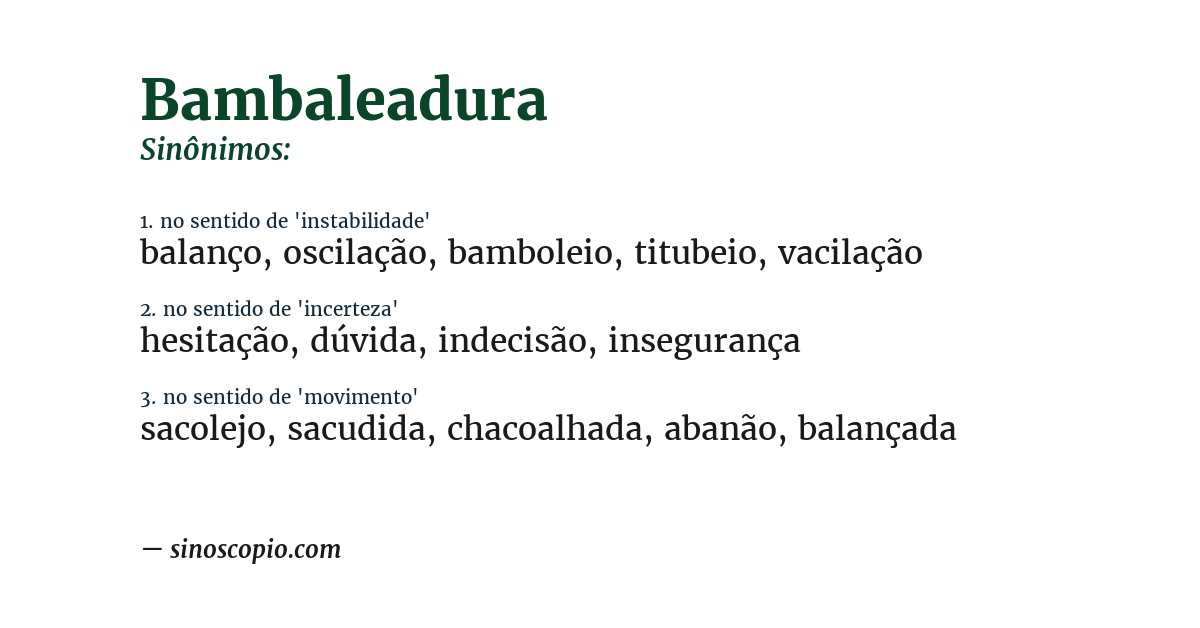 Sinônimo de bambaleadura