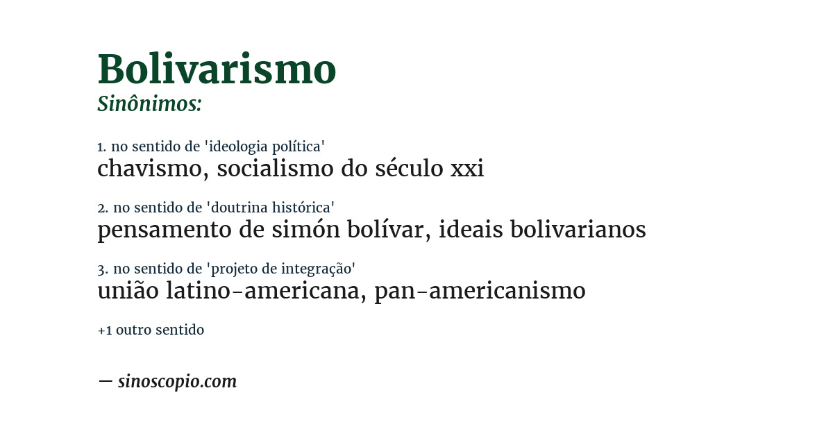 Sinônimo de bolivarismo