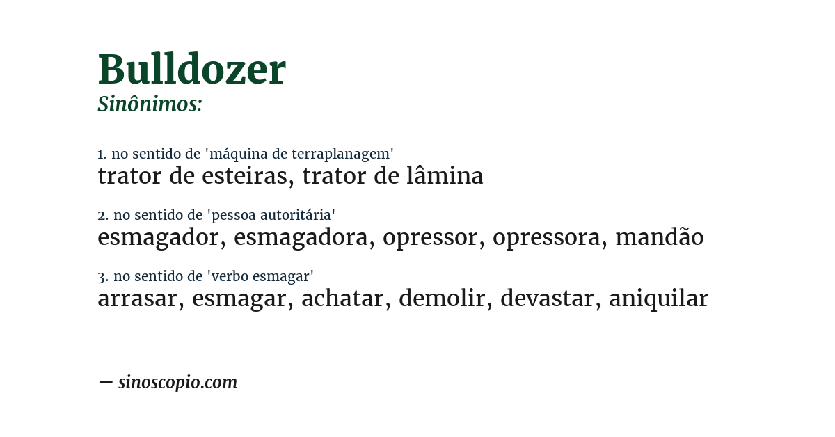 Sinônimo de bulldozer