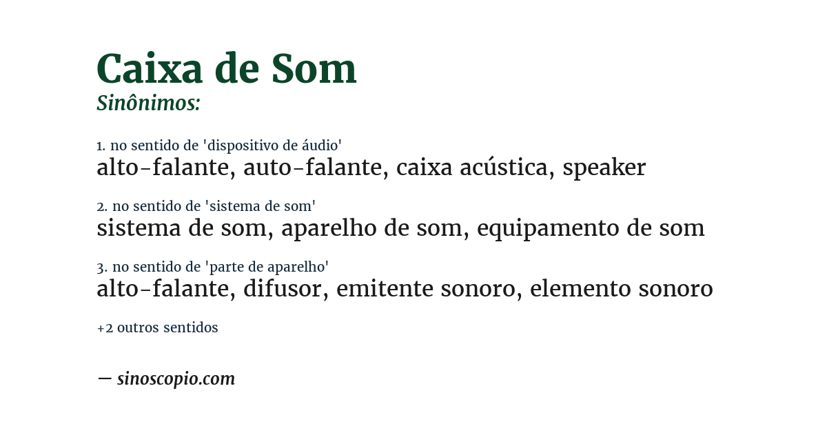 Sinônimo de caixa de som