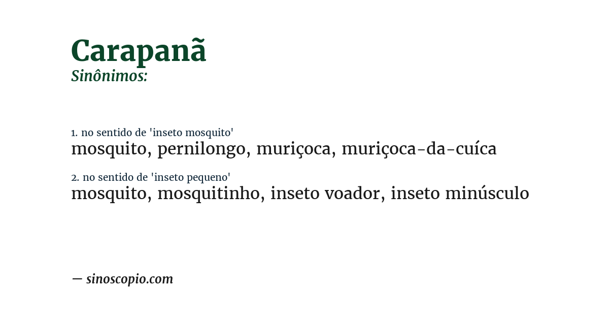 Sinônimo de carapanã