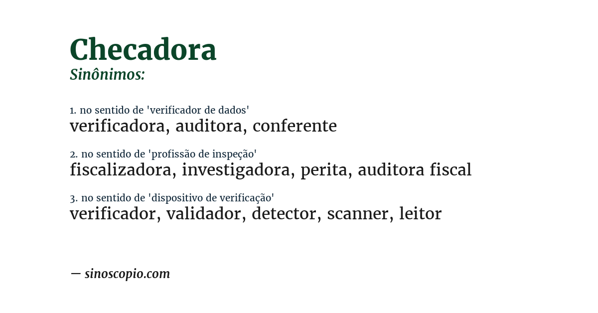 Sinônimo de checadora