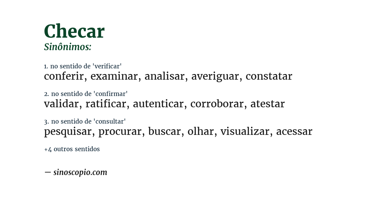 Sinônimo de checar