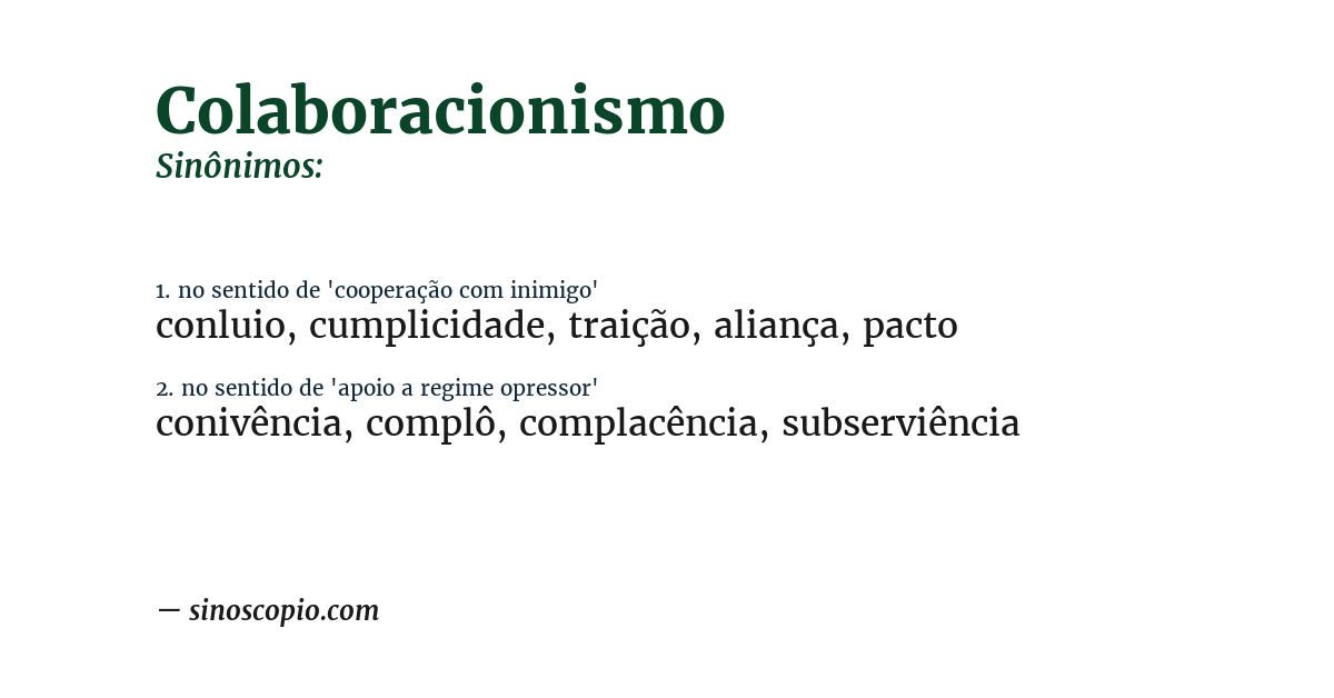 Sinônimo de colaboracionismo