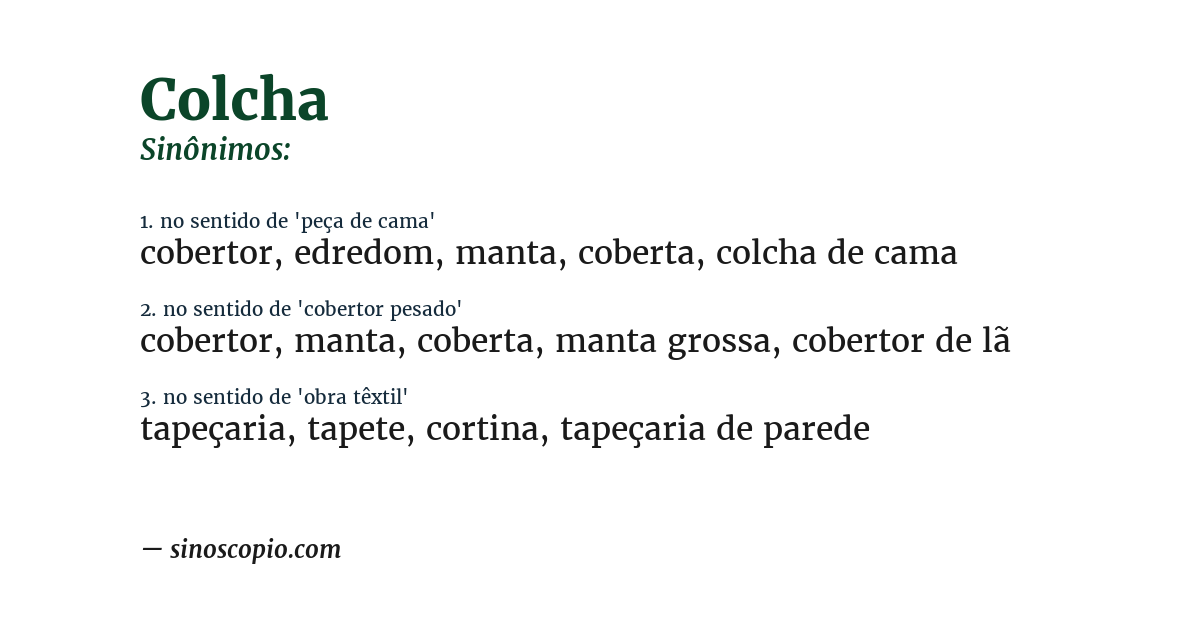 Sinônimo de colcha