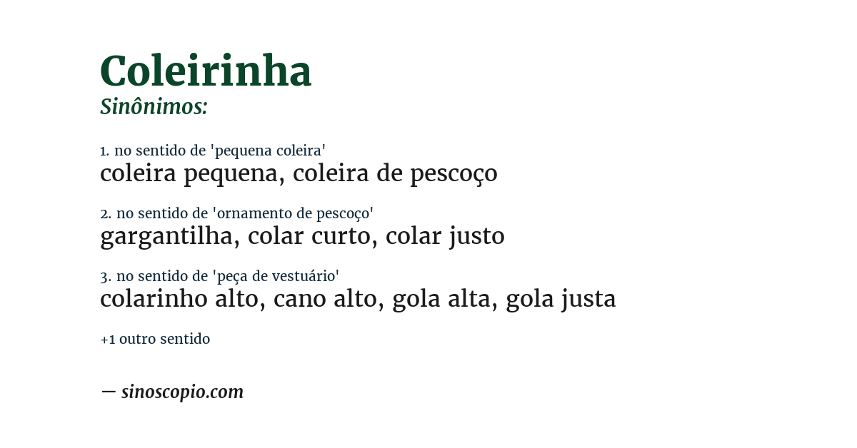 Sinônimo de coleirinha