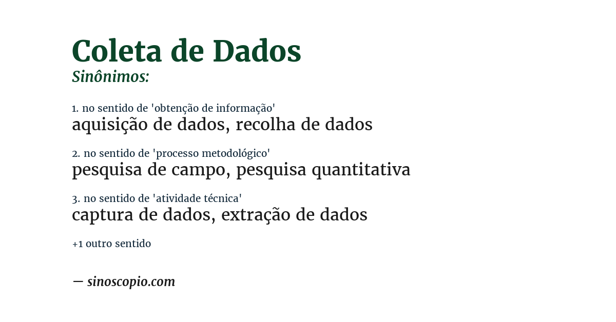 Sinônimo de coleta de dados