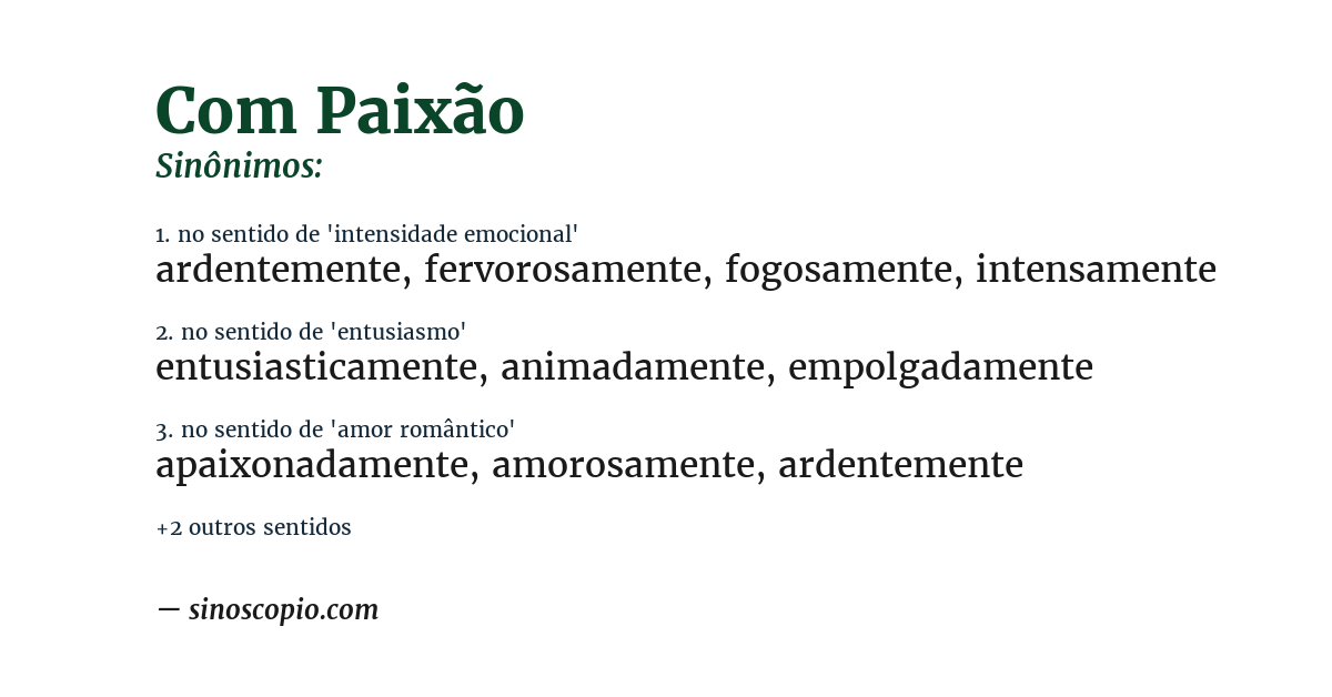 Sinônimo de com paixão