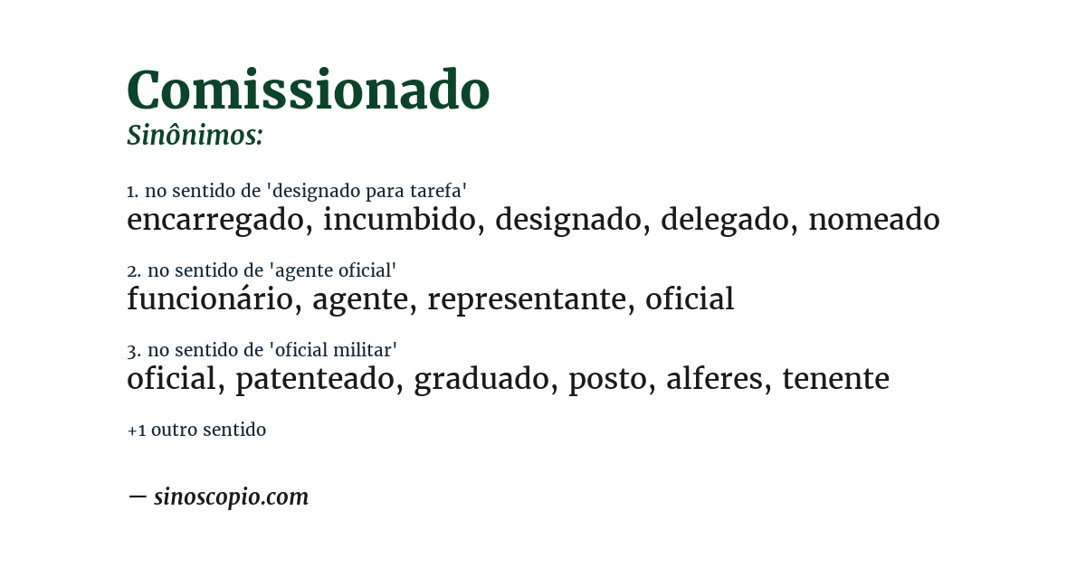 Sinônimo de comissionado