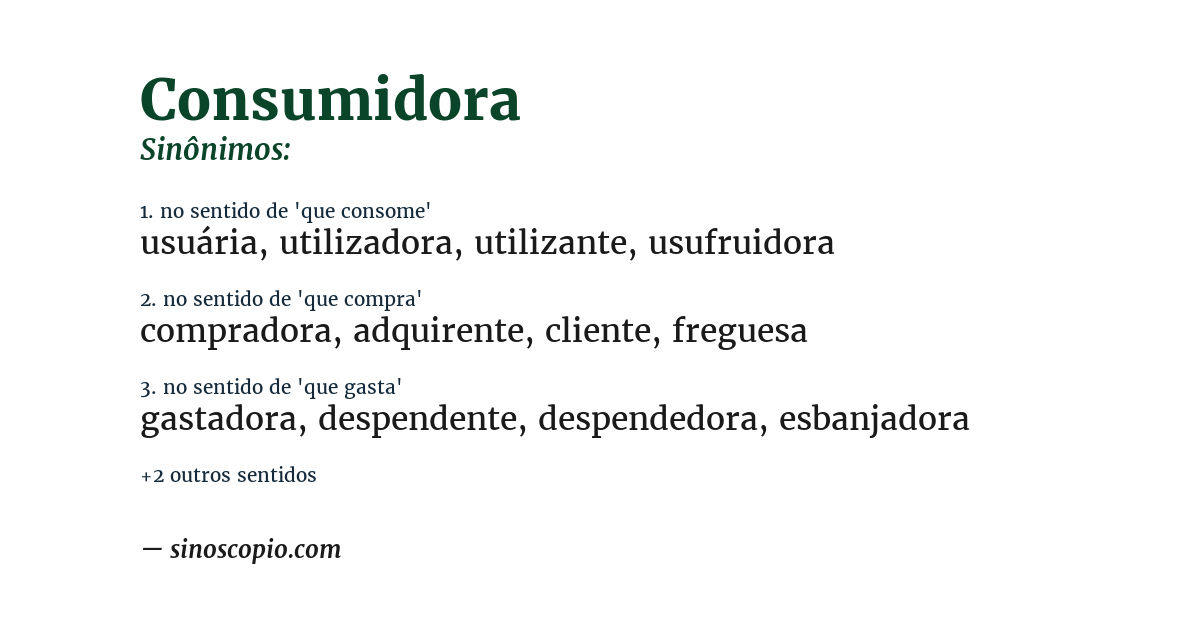 Sinônimo de consumidora