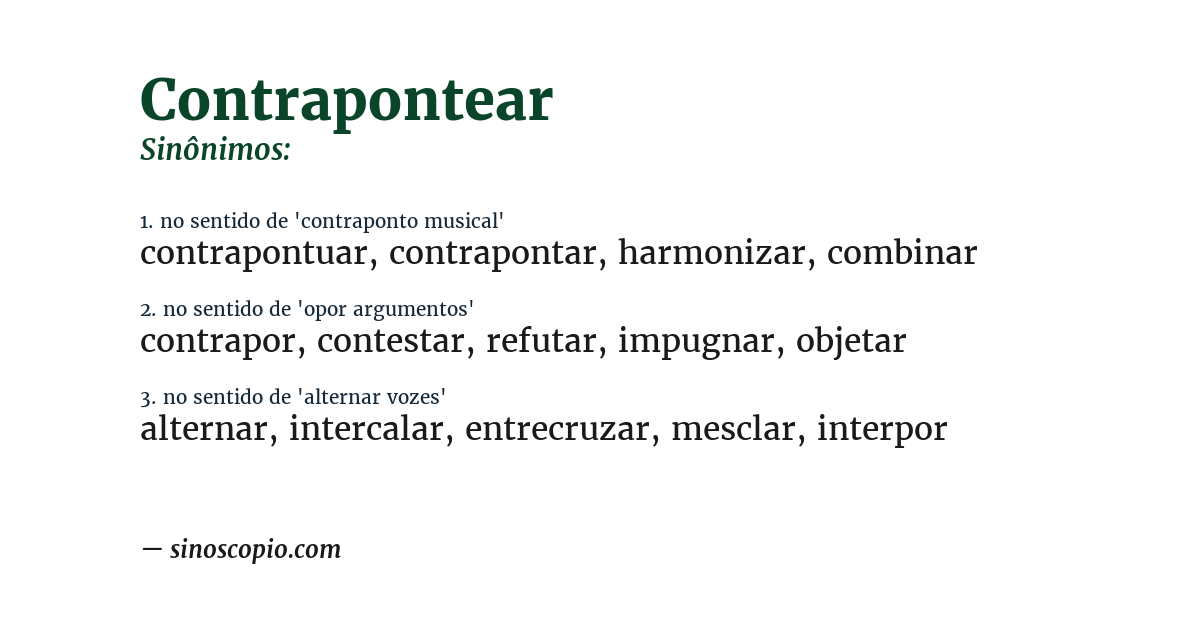 Sinônimo de contrapontear