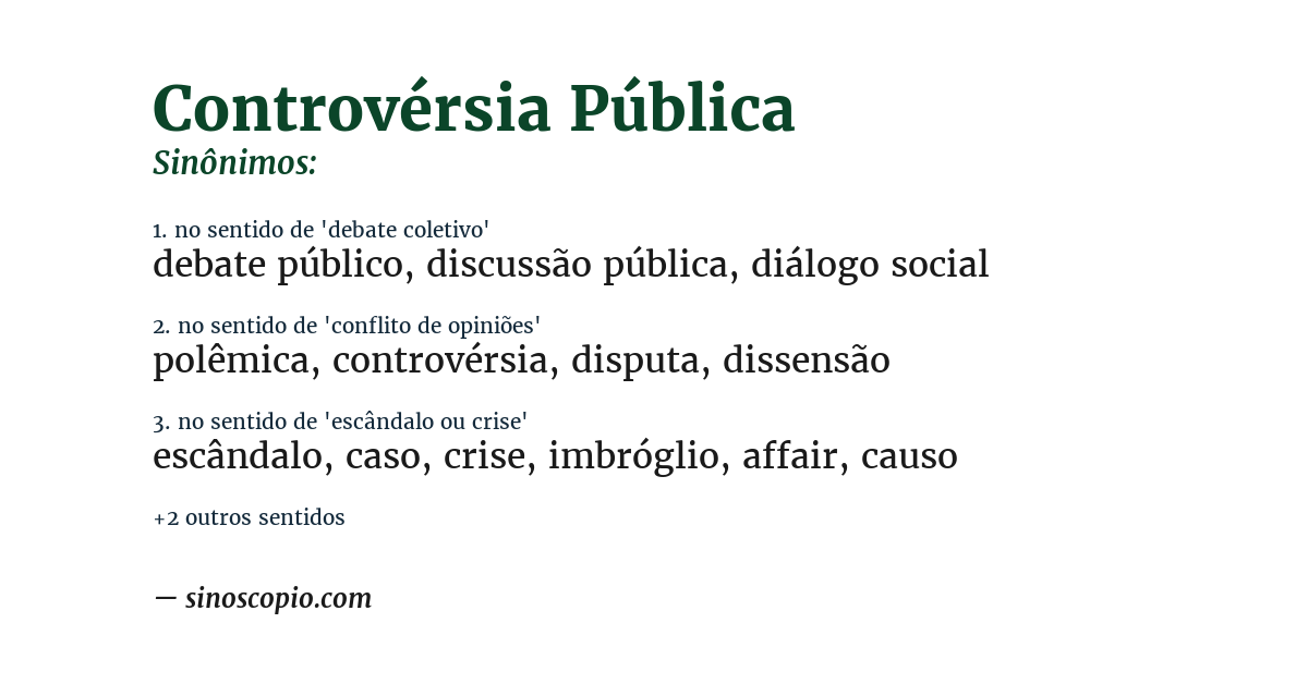 Sinônimo de controvérsia pública