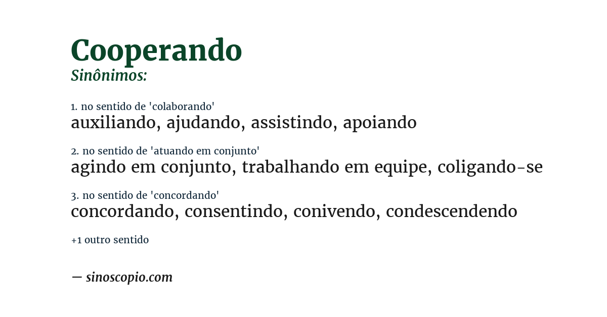 Sinônimo de cooperando