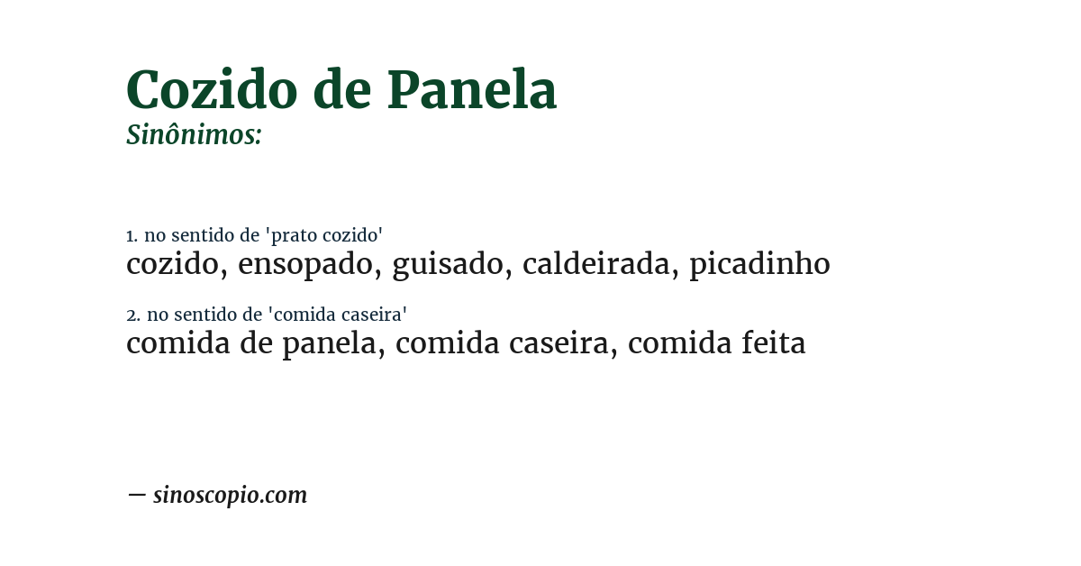 Sinônimo de cozido de panela