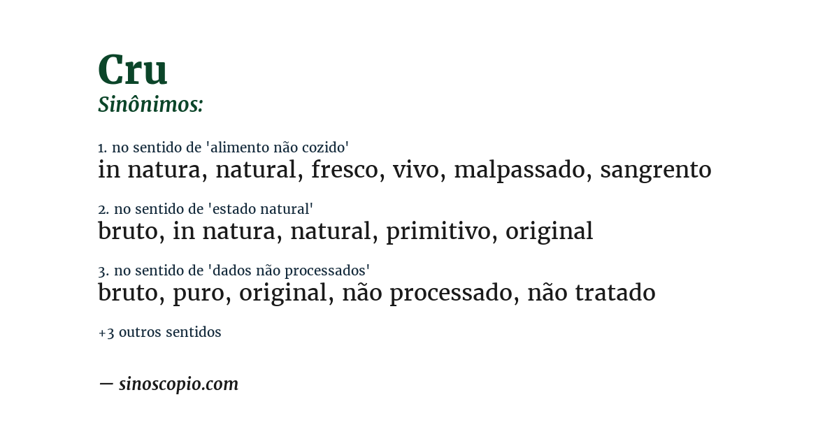 Sinônimo de cru