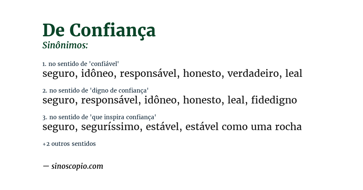 Sinônimo de de confiança