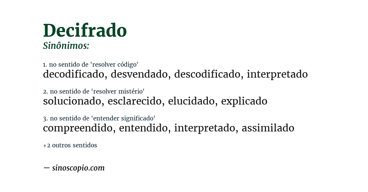 Sinônimo de decifrado