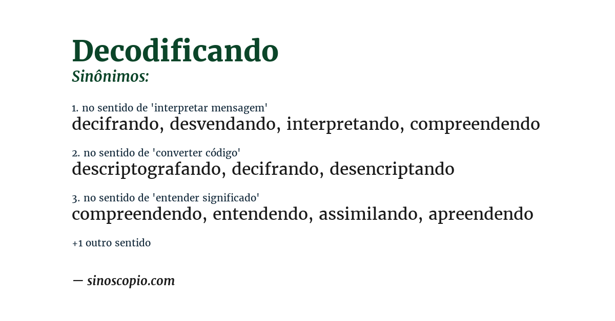 Sinônimo de decodificando