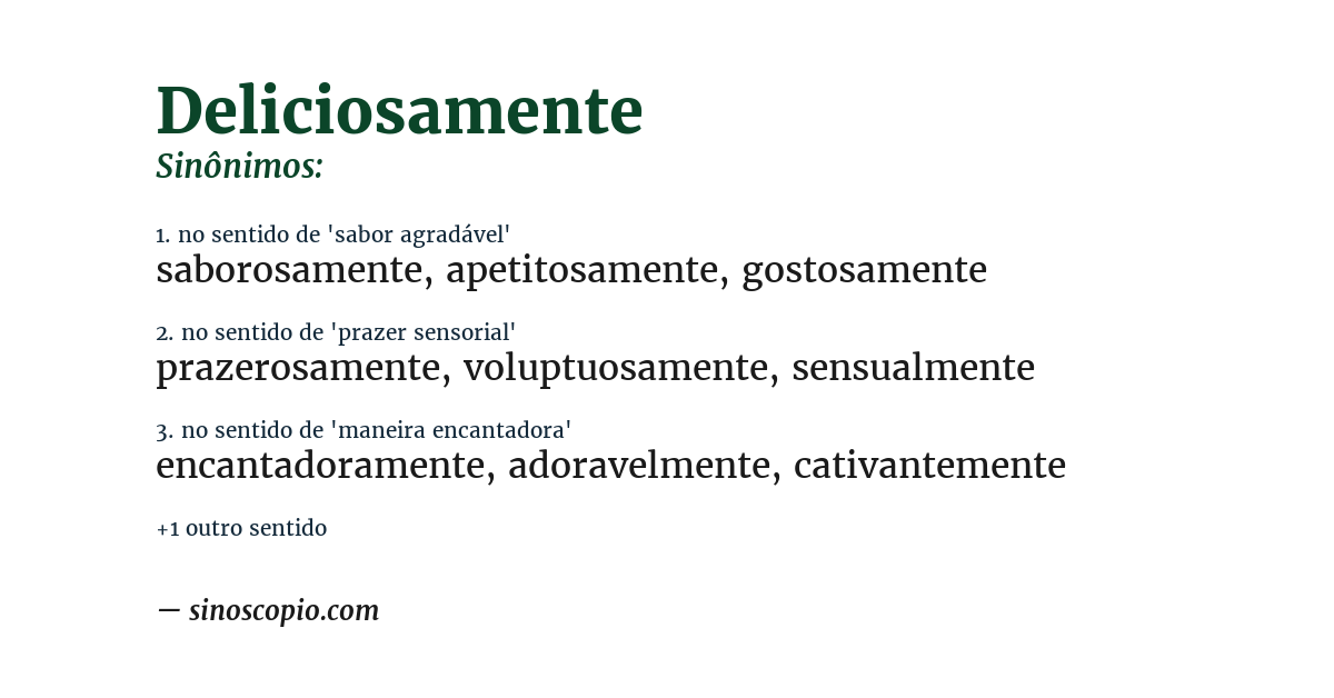 Sinônimo de deliciosamente