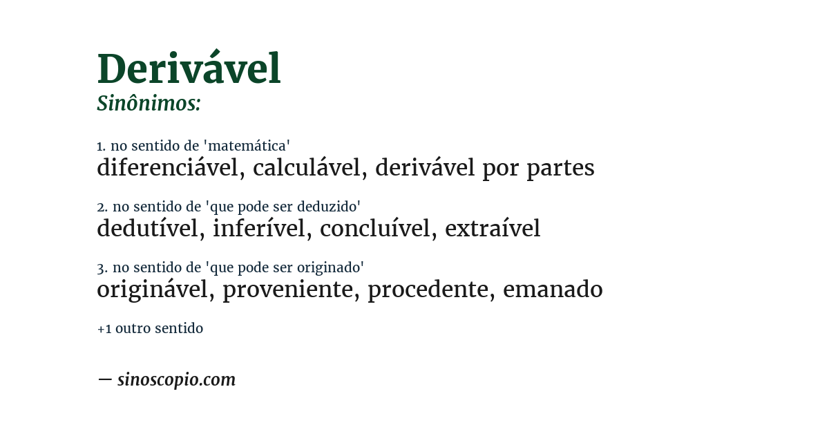 Sinônimo de derivável