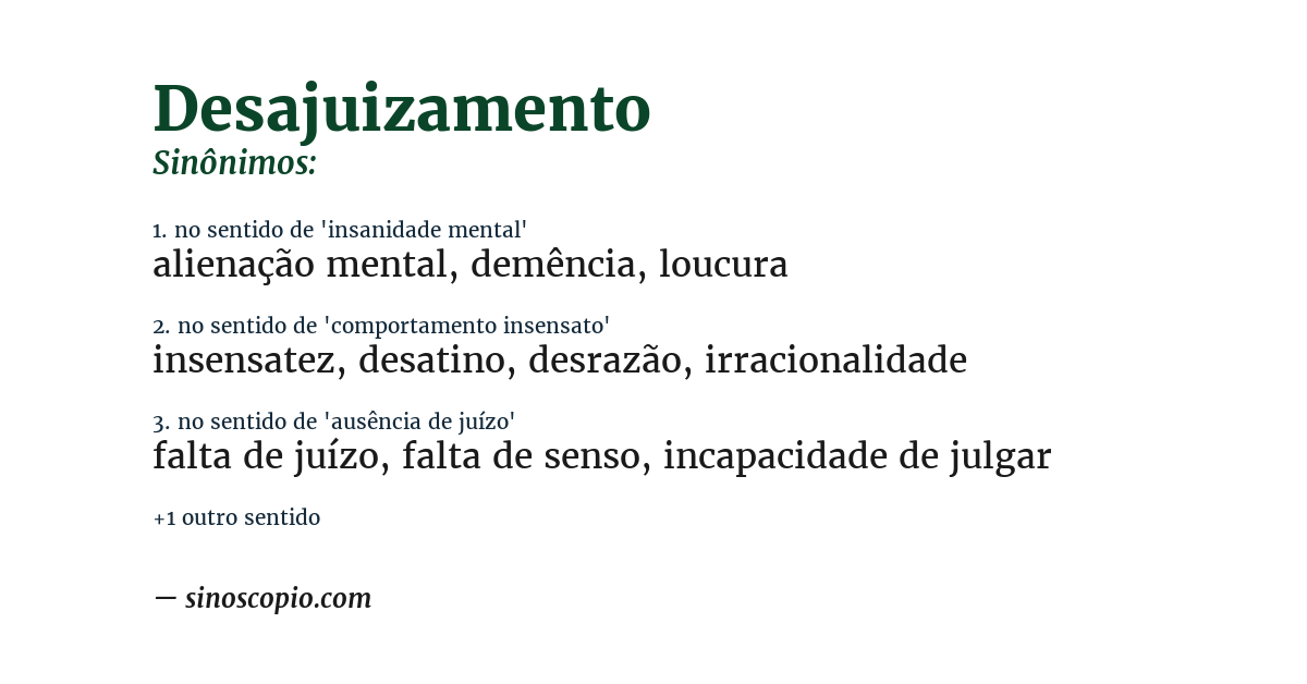 Sinônimo de desajuizamento