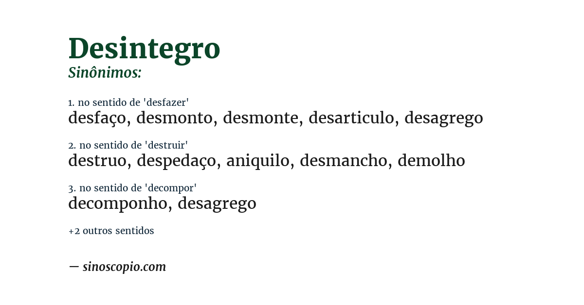 Sinônimo de desintegro