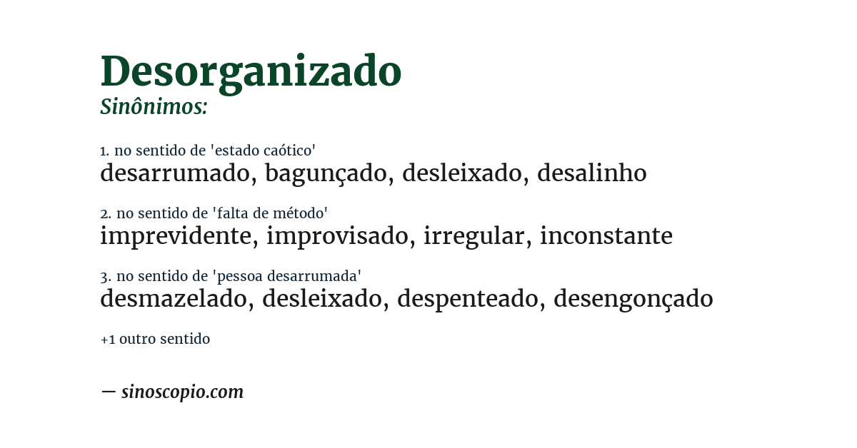 Sinônimo de desorganizado