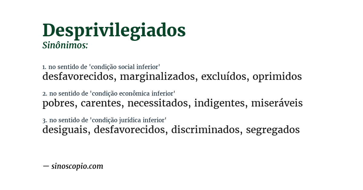 Sinônimo de desprivilegiados