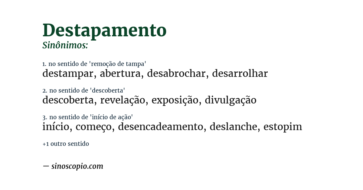 Sinônimo de destapamento