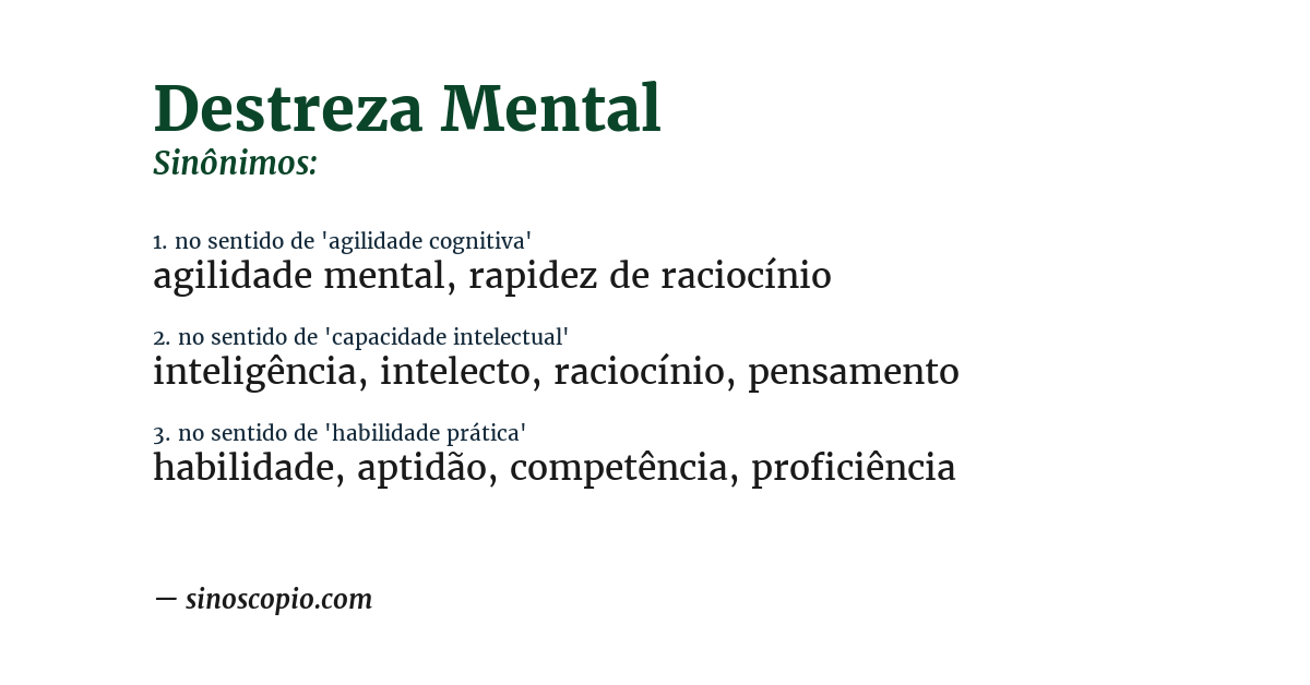Sinônimo de destreza mental