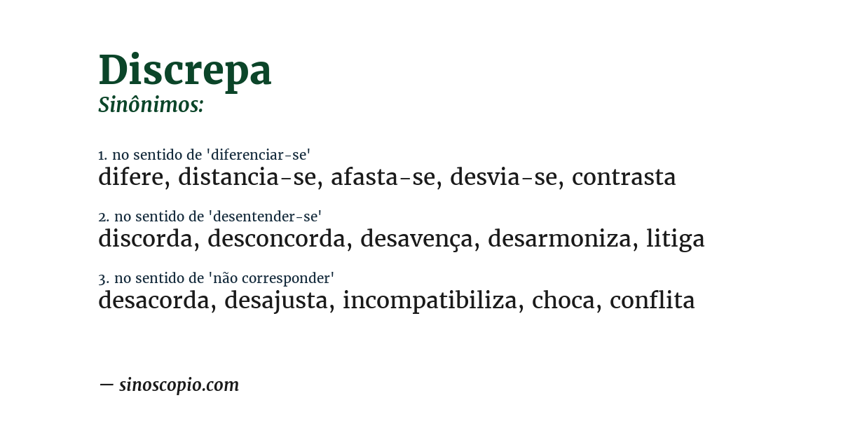 Sinônimo de discrepa
