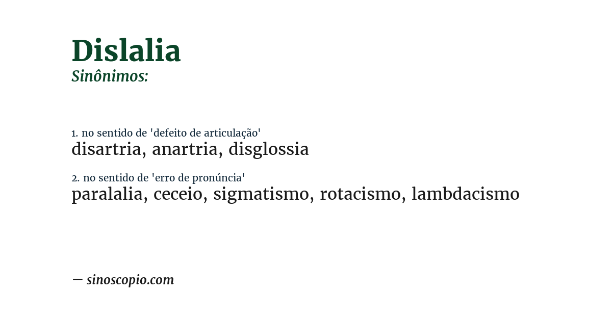 Sinônimo de dislalia
