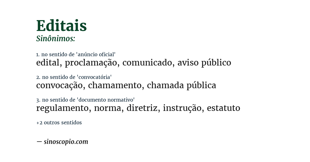 Sinônimo de editais