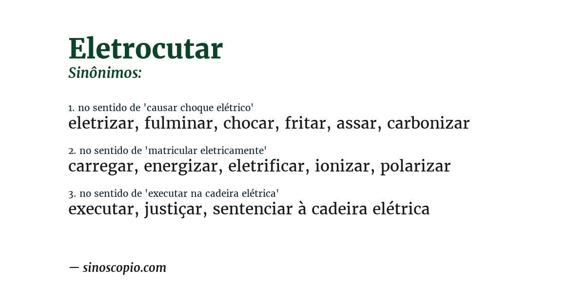 Sinônimo de eletrocutar
