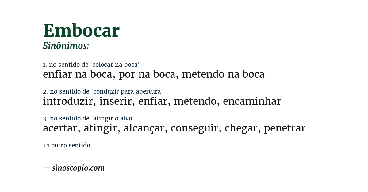 Sinônimo de embocar