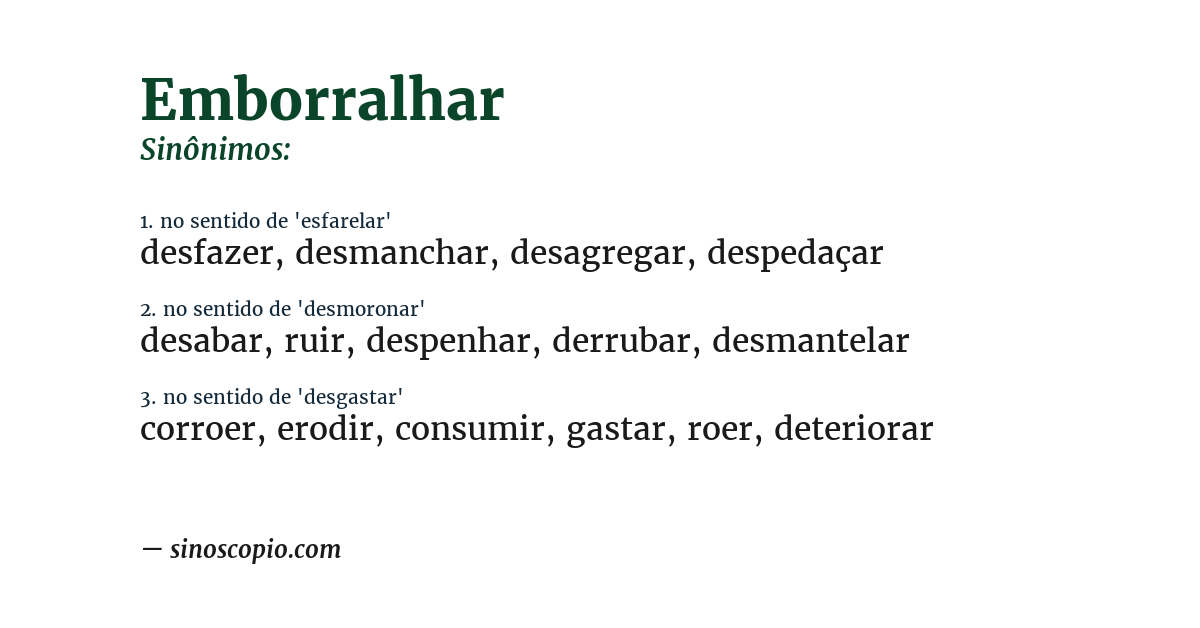 Sinônimo de emborralhar