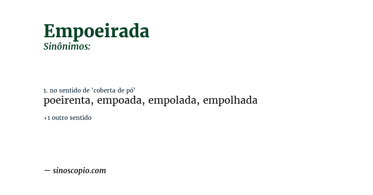 Sinônimo de empoeirada
