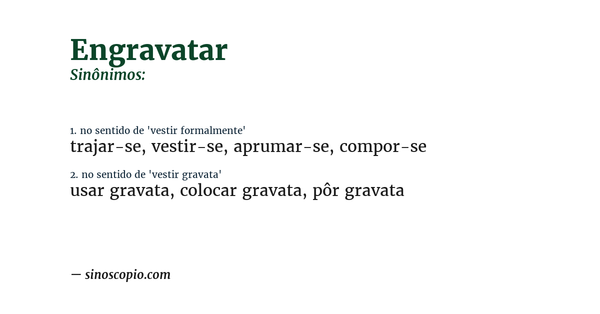 Sinônimo de engravatar